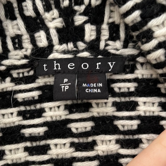 Theory - Black & White Chunky Knit Open-Front Cardigan - Picture 3 of 4